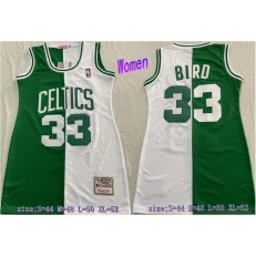 Celtics 33 Larry Bird Split Green White Women Hardwood Classics Jersey