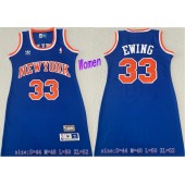 Knicks 33 Patrick Ewing Blue Women Hardwood Classics Jersey
