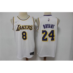 Lakers 8 & 24 Kobe Bryant White Nike Diamond 75th Anniversary City Edition Swingman Swingman Jersey