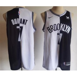 Nets 7 Kevin Durant Black White Split Nike Swingman Jersey