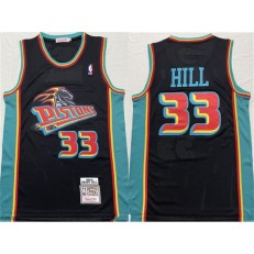 Pistons 33 Grant Hill Black 1998-99 Hardwood Classics Jersey