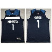 Timberwolves 1 Anthony Edwards Navy Nike Diamond 75th Anniversary City Edition Swingman Swingman Jersey