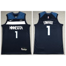 Timberwolves 1 Anthony Edwards Navy Nike Diamond 75th Anniversary City Edition Swingman Swingman Jersey