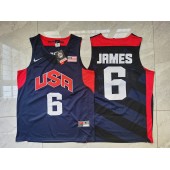 USA 6 James Navy 2012 Olympic Basketball Team Jersey