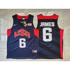 USA 6 James Navy 2012 Olympic Basketball Team Jersey