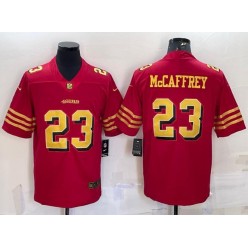 Nike 49ers #23 Christian McCaffrey Red Gold Color Rush Vapor Untouchable Limited Jersey