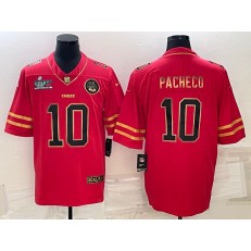 Nike Chiefs #10 Isiah Pacheco Red Gold 2023 Super Bowl LVII Vapor Limited Jersey