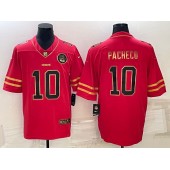 Nike Chiefs #10 Isiah Pacheco Red Gold Vapor Limited Jersey