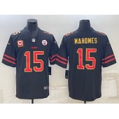 Nike Chiefs #15 Patrick Mahomes Black C Patch Vapor Limited Jersey