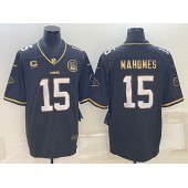 Nike Chiefs #15 Patrick Mahomes Black Gold C Patch Vapor Limited Jersey