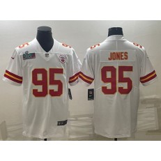 Nike Chiefs #95 Chris Jones White 2023 Super Bowl LVII Vapor Untouchable Limited Jersey