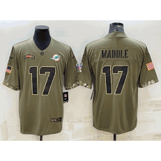 Nike Dolphins #17 Jaylen Waddle Olive 2022 Salute To Service Limited Jersey.png