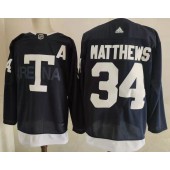 Maple Leafs 34 Auston Matthews Navy 2022 NHL Heritage Classic Adidas Jersey