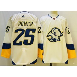 Sabres 25 Owen Power White Reverse Retro Adidas Jersey