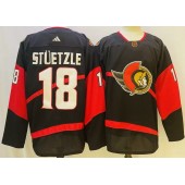 Senators 18 Tim Stutzle Black Reverse Retro Adidas Jersey