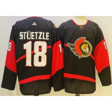 Senators 18 Tim Stutzle Black Reverse Retro Adidas Jersey