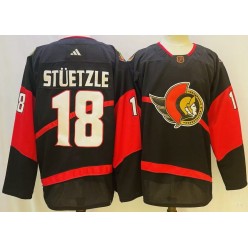 Senators 18 Tim Stutzle Black Reverse Retro Adidas Jersey