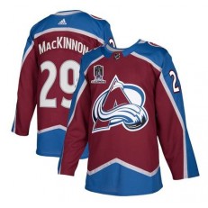 Avalanche 29 Nathan MacKinnon Burgundy 2022 Stanley Cup Champions Patch Adidas Jersey