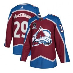 Avalanche 29 Nathan MacKinnon Burgundy 2022 Stanley Cup Champions Patch Adidas Jersey