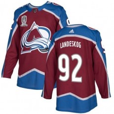 Avalanche 92 Gabriel Landeskog Burgundy 2022 Stanley Cup Champions Patch Adidas Jersey