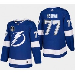 Lightning 77 Victor Hedman Blue 2022 Stanley Cup Final Patch Adidas Jersey