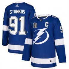 Lightning 91 Steven Stamkos Blue 2022 Stanley Cup Final Patch Adidas Jersey