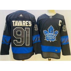 Maple Leafs 91 John Tavares Black Alternate Premier Breakaway Reversible Adidas Jersey