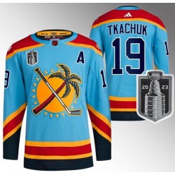 Panthers 19 Matthew Tkachuk Blue 2023 Stanley Cup Final Reverse Retro Adidas Jersey