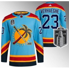 Panthers 23 Carter Verhaeghe Blue 2023 Stanley Cup Final Reverse Retro Adidas Jersey