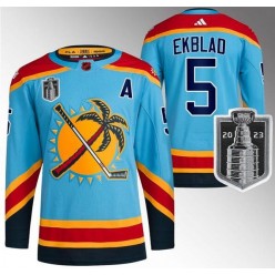 Panthers 5 Aaron Ekblad Blue 2023 Stanley Cup Final Reverse Retro Adidas Jersey