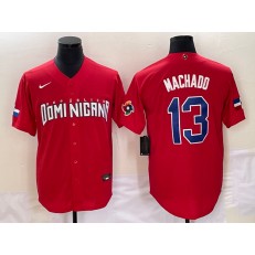 Dominican Republic 13 Manny Machado Red Nike 2023 World Baseball Classic Jersey