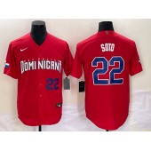 Dominican Republic 22 Juan Soto Red Nike 2023 World Baseball Classic Jersey
