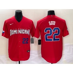 Dominican Republic 22 Juan Soto Red Nike 2023 World Baseball Classic Jersey