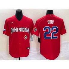 Dominican Republic 22 Juan Soto Red Nike 2023 World Baseball Classic Jerseys