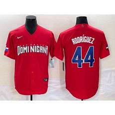 Dominican Republic 44 Julio Rodriguez Red Nike 2023 World Baseball Classic Jerseys