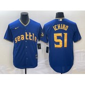 Mariners 51 Ichiro Suzuki Royal Nike 2023 City Connect Cool Base Jersey