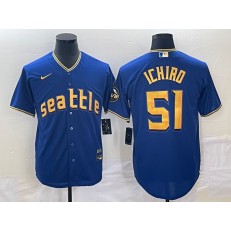 Mariners 51 Ichiro Suzuki Royal Nike 2023 City Connect Cool Base Jersey