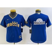 Mariners Blank Royal Youth Nike 2023 City Connect Cool Base Jersey