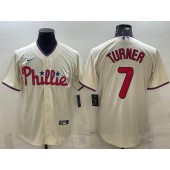 Phillies 7 Trea Turner Cream Nike Cool Base Jersey