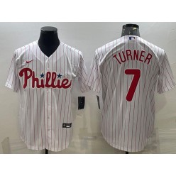 Phillies 7 Trea Turner White Nike Cool Base Jersey
