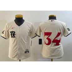 Rangers 34 Nolan Ryan Cream Youth Nike 2023 City Connect Cool Base Jersey
