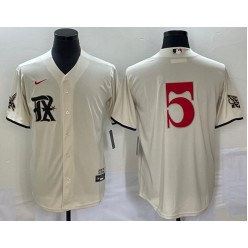 Rangers 5 Corey Seager Cream Nike 2023 City Connect Cool Base Jersey