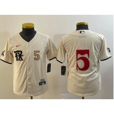 Rangers 5 Corey Seager Cream Youth Nike 2023 City Connect Cool Base Jersey
