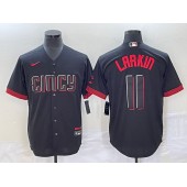 Reds 11 Barry Larkin Black Nike 2023 City Connect Cool Base Jersey