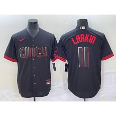 Reds 11 Barry Larkin Black Nike 2023 City Connect Cool Base Jersey
