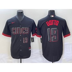 Reds 19 Joey Votto Number Black Nike 2023 City Connect Cool Base Jersey