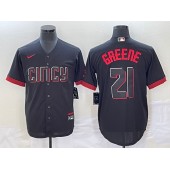 Reds 21 Hunter Greene Black Nike 2023 City Connect Cool Base Jersey