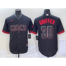 Reds 30 Ken Griffey Jr Black Nike 2023 City Connect Cool Base Jersey