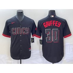 Reds 30 Ken Griffey Jr Black Nike 2023 City Connect Cool Base Jersey