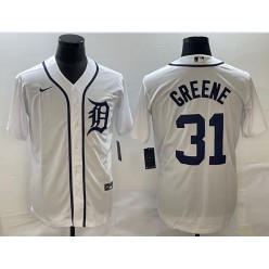 Tigers 31 Shane Greene White Nike Cool Base Jersey
